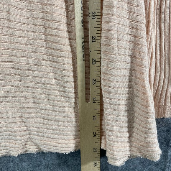Free People Top XS Light Pink Ribbed Cowl Neck Split Back Long Sleeve Pullover - Picture 9 of 13